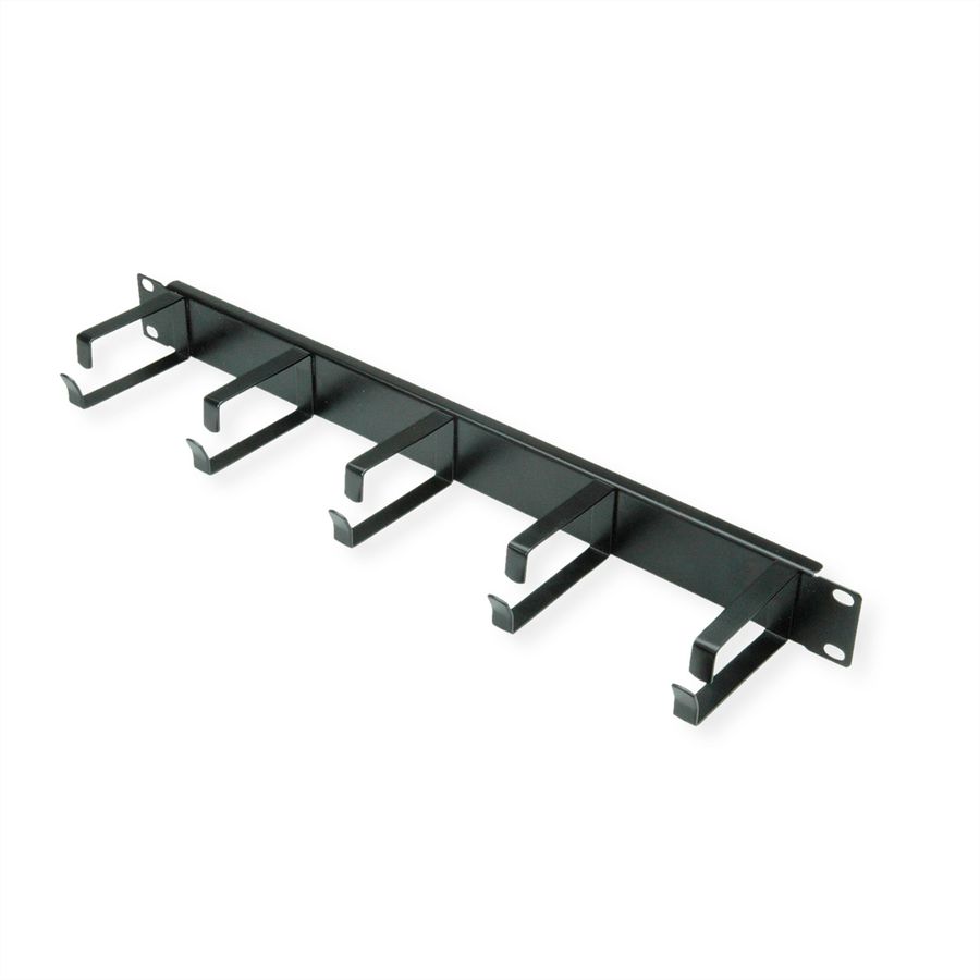 VALUE 19" 1U Cable Management Plate, G-Type, 5 Hooks, black