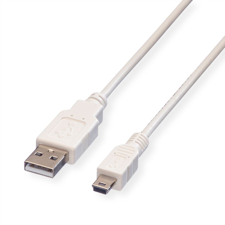 VALUE USB 2.0 Cable, A - 5-Pin Mini, M/M, white, 1.8 m