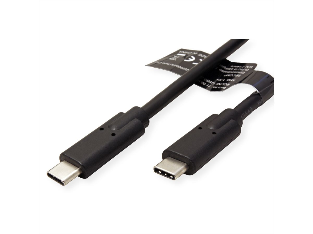 ROLINE USB 3.2 Gen 2x2 Cable, PD (Power Delivery) 20V5A, with Emark, C-C, M/M, black, 1.5 m