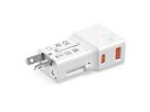 VALUE POCKET Travel Charger, EU/UK/US, 2x Ports (A+C), 25W, white