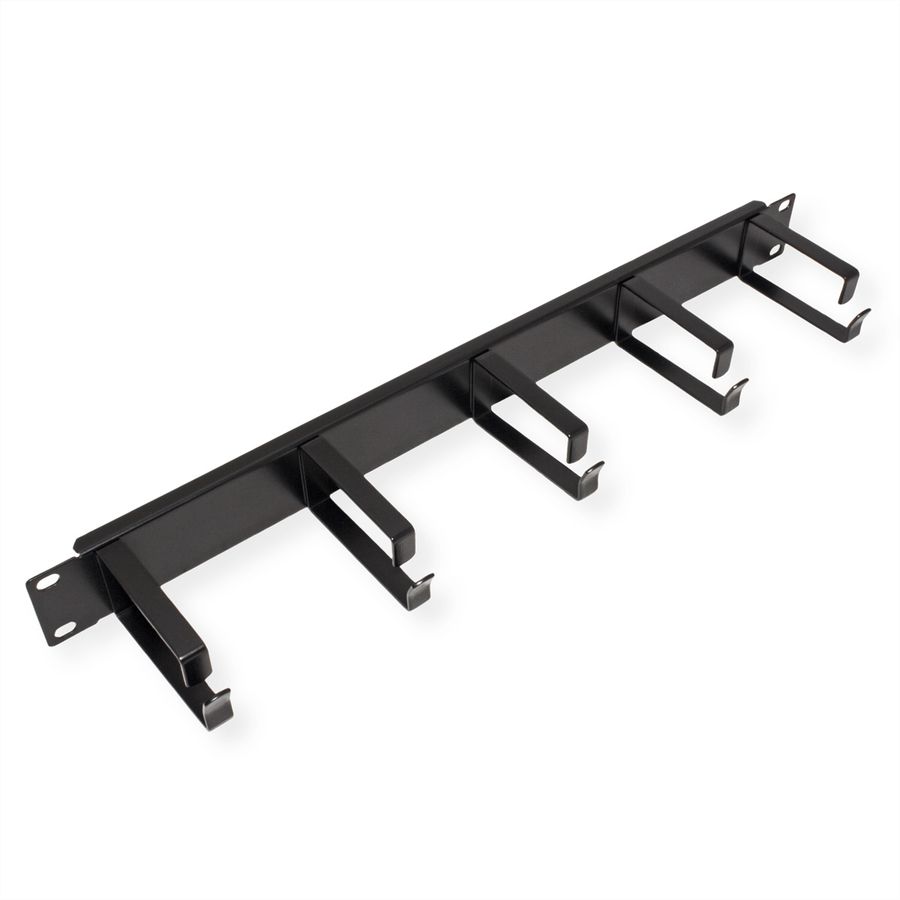 VALUE 19" 1U Cable Management Plate, G-Type, 5 Hooks, black