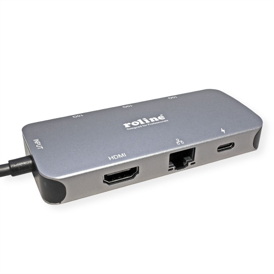 ROLINE USB-C Multiport Docking Station, 4K HDMI, 2x USB 3.2 Gen 2, 1x USB Type C PD (Power Delivery), 1x Gigabit Ethernet