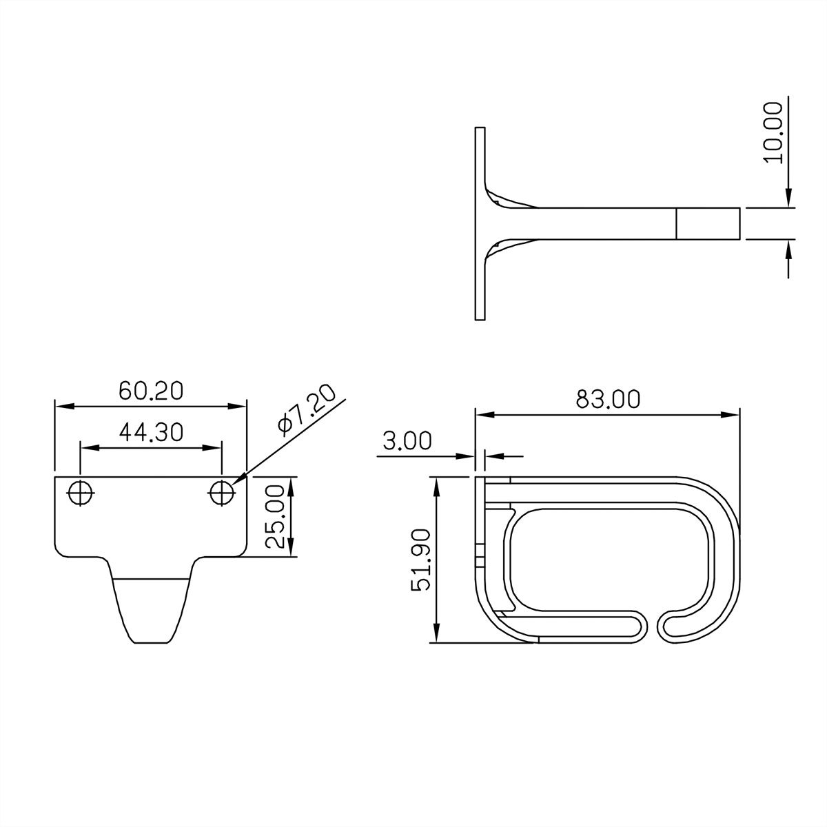 19" cable manager, 40x80mm, plastic, black