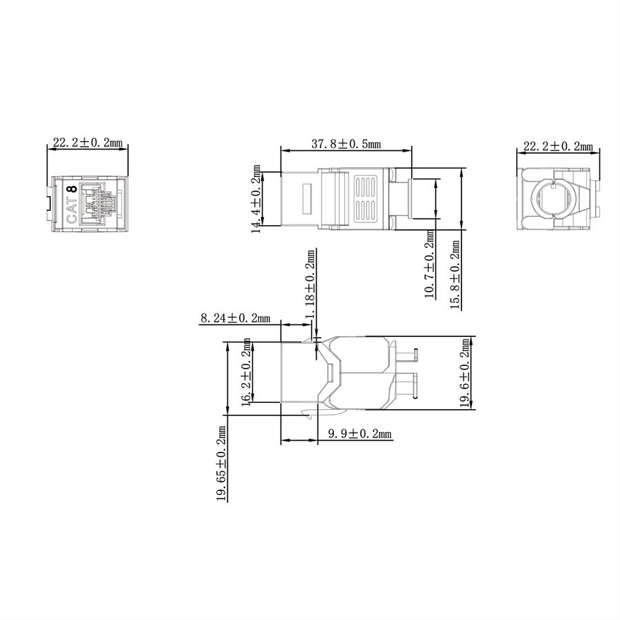 VALUE Keystone Jack, Cat.8 (Class I), RJ-45, STP, Tool-Free, silver