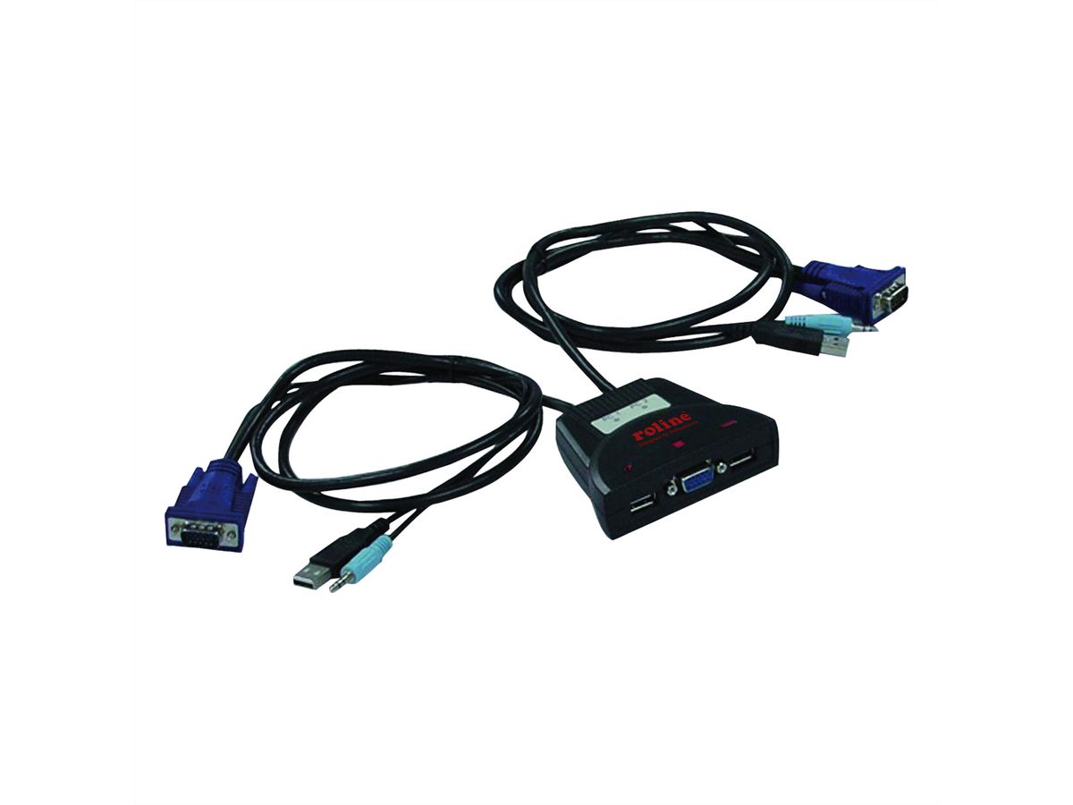 ROLINE KVM Switch "Star" 1 User - 2 PCs, Audio, USB