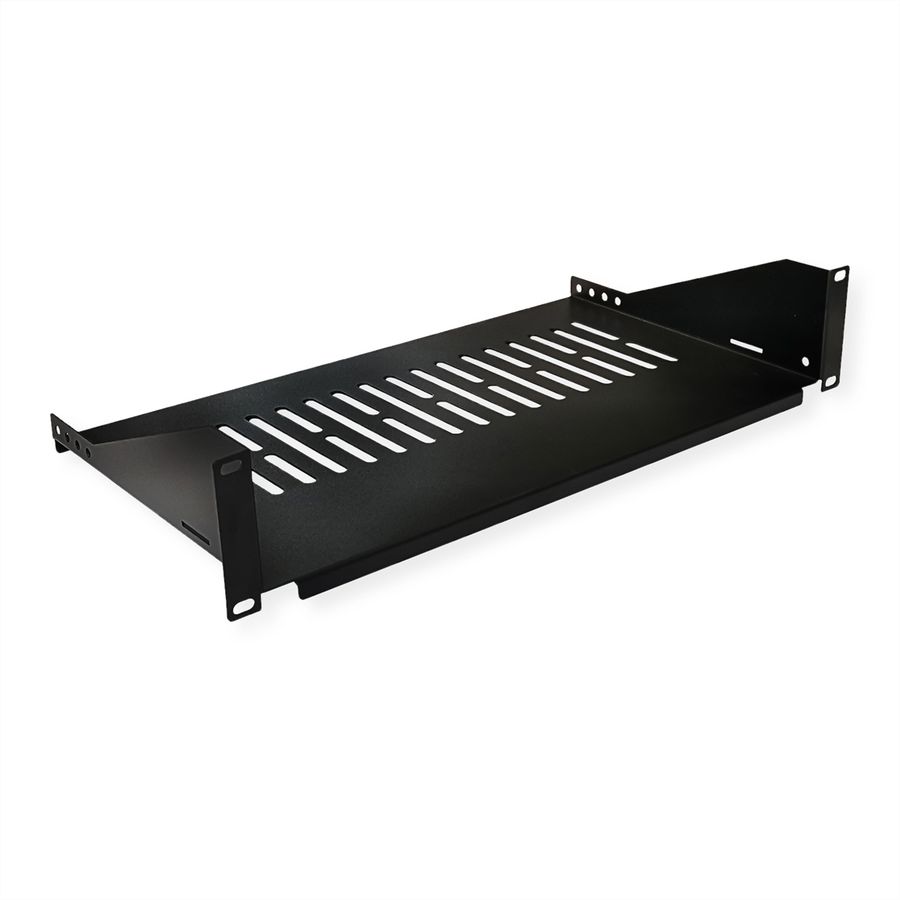 VALUE 19"-Fixed Shelf, 485 x 250mm, max. 15kg, 2U, black