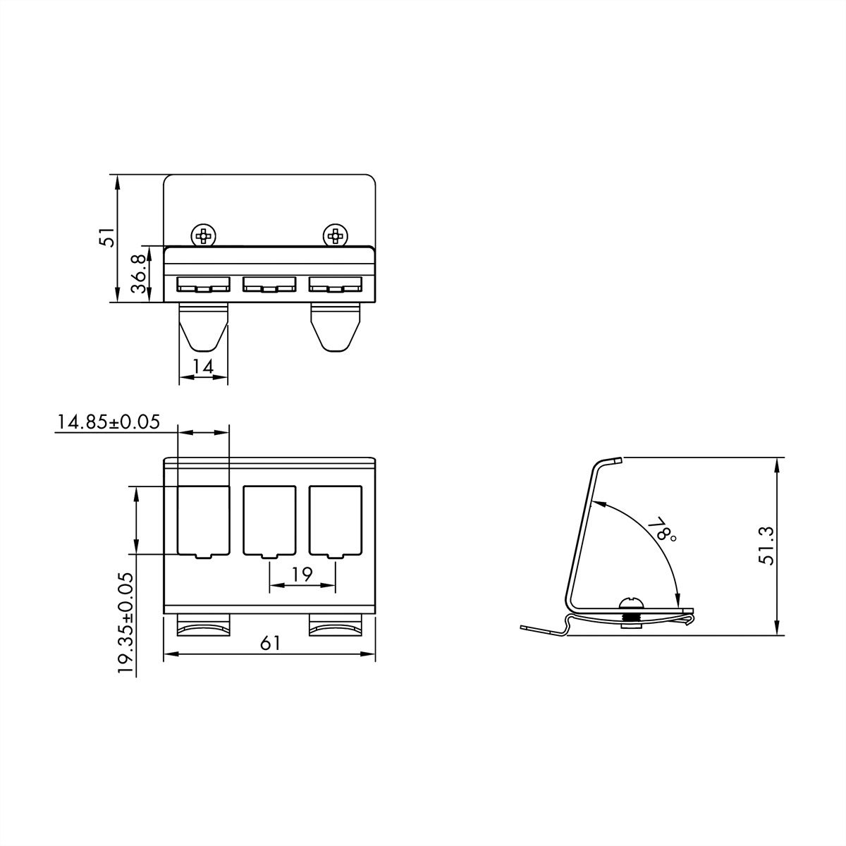 ROLINE DIN Rail Adapter, empty, for 3x Keystones