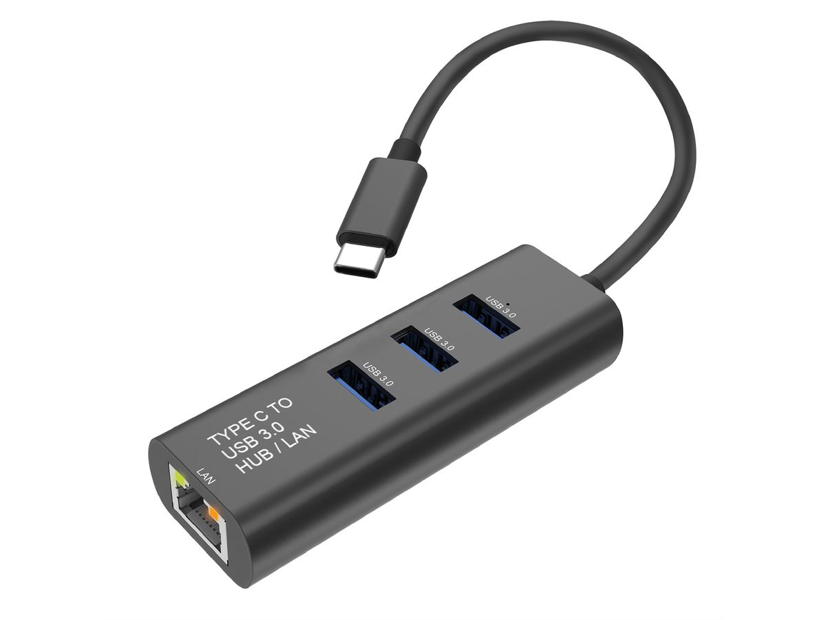 STANDARD USB Type C to Gigabit Ethernet Converter + Hub 3x