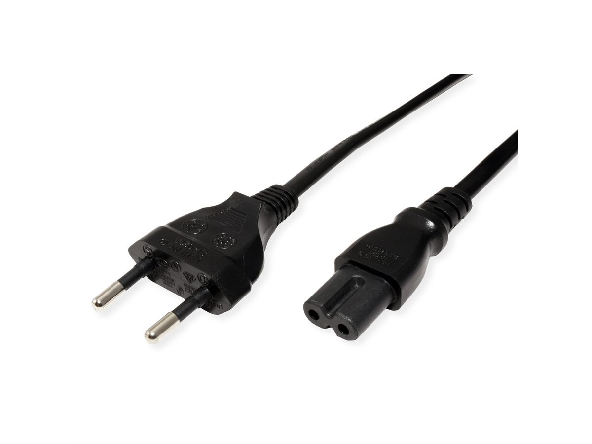 ROLINE Euro Power Cable, 2-pin, black, 1.8 m