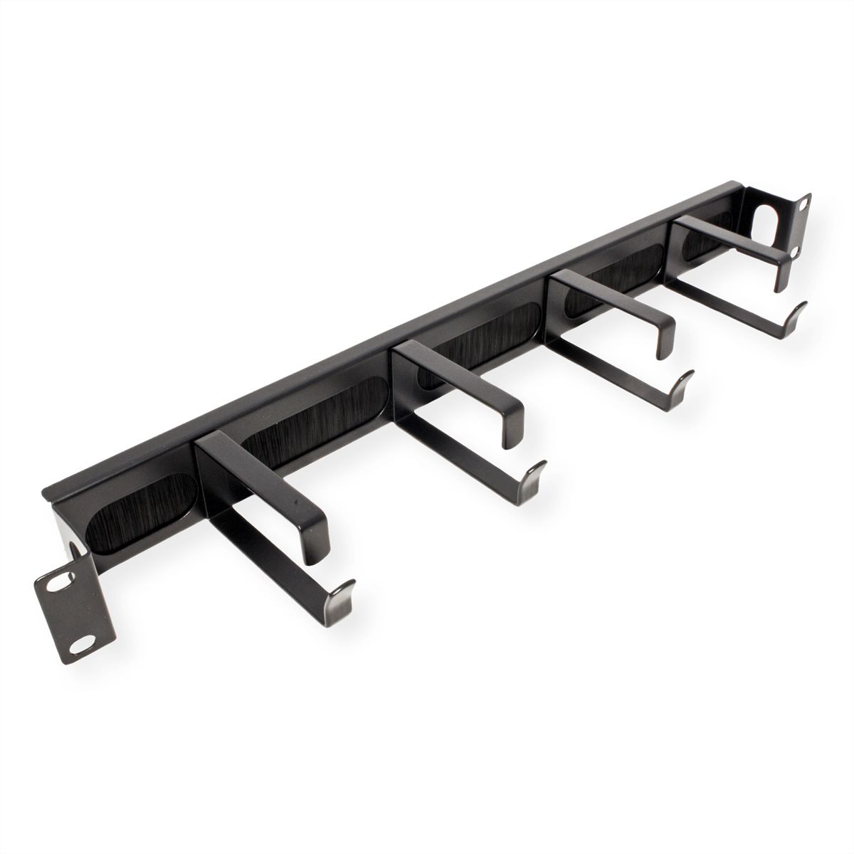 VALUE 19" Cable Management 1U, with 4 Metal Rings (G-Type), with Brush Seal, black