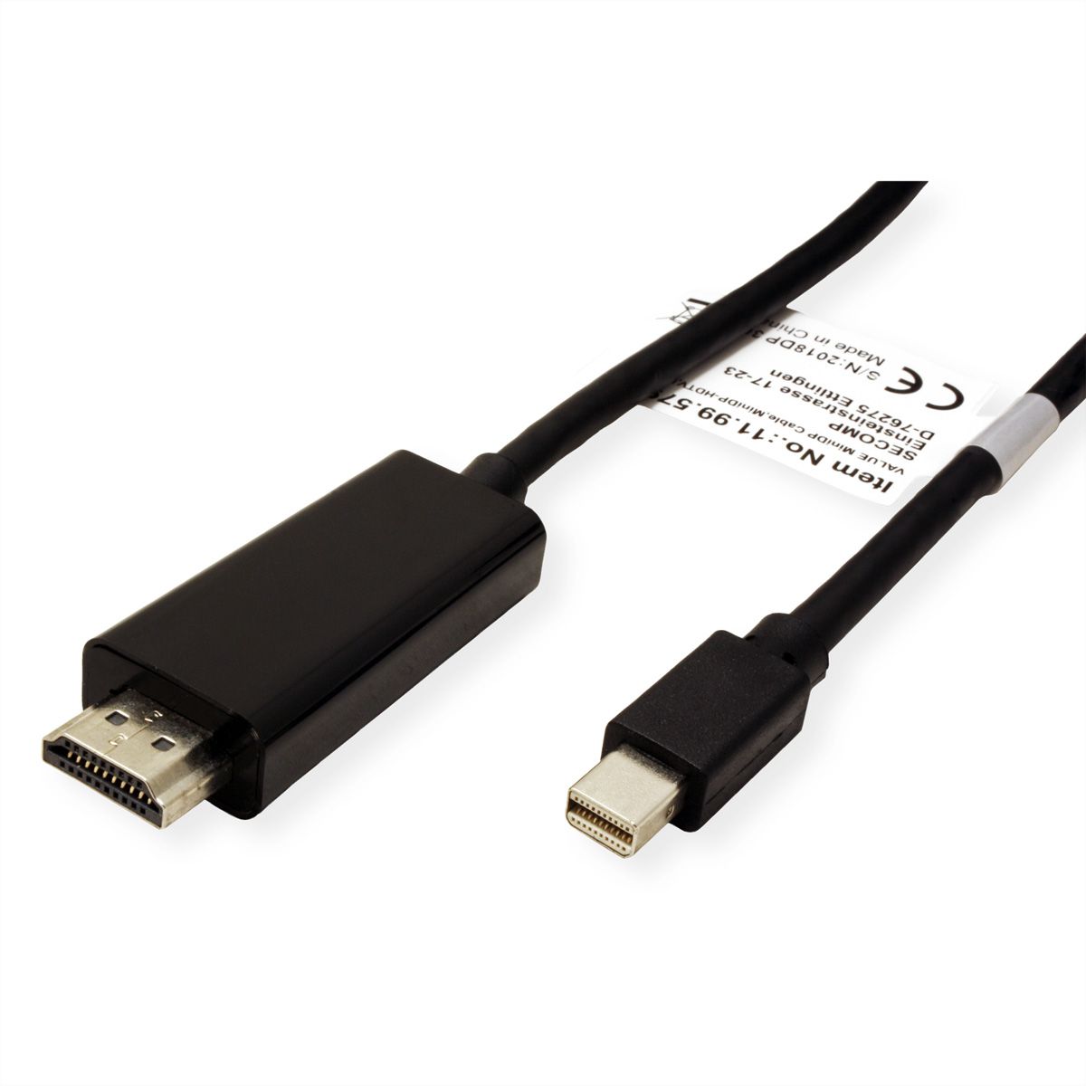 VALUE Mini DisplayPort Cable, Mini DP-HDTV, M/M, black, 1 m