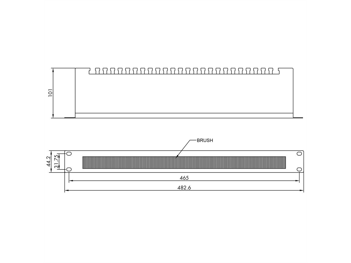 VALUE 19" Cable Entry 1U with Brush Seal, with cable support plate, black