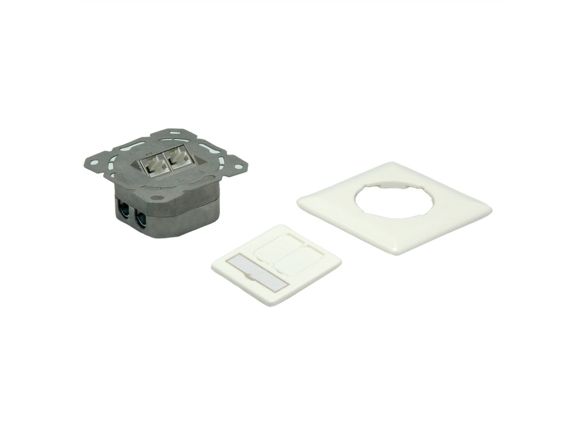 VALUE Cat.6A (Class EA) Flush Mount Wall Jack, STP, horizontal, white