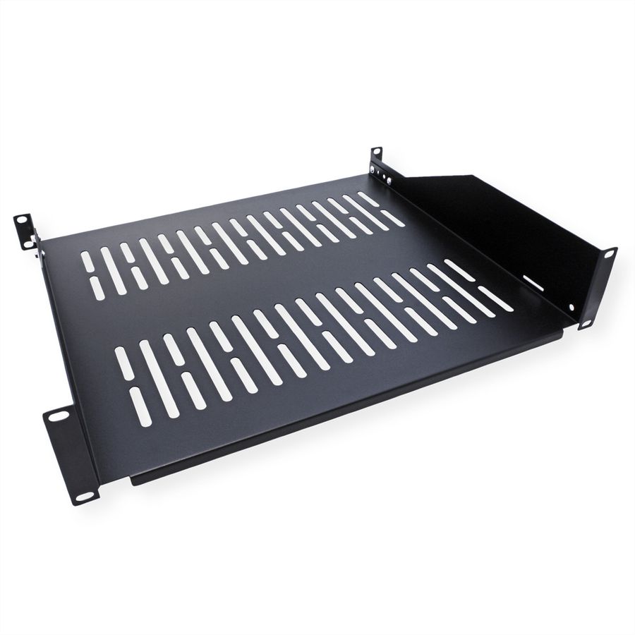 VALUE 19"-Fixed Shelf, 485 x 400mm, 2U, max. 25kg, black
