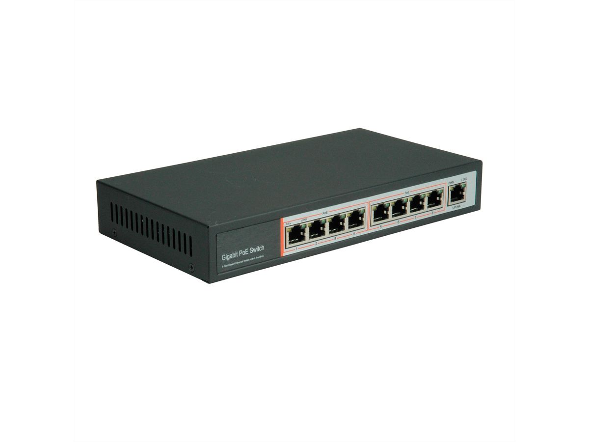 VALUE PoE Switch, Gigabit Ethernet, 8 Ports