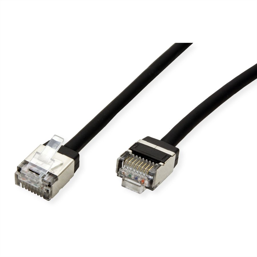 ROLINE U/FTP Data Center Patch Cord Cat.6A (Class EA), LSOH, Slim, Ultra Short Connector, black, 2 m