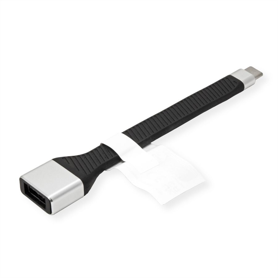 ROLINE USB 3.2 Gen 2 Silicone Cable, C-A, M/F, black, 11 cm