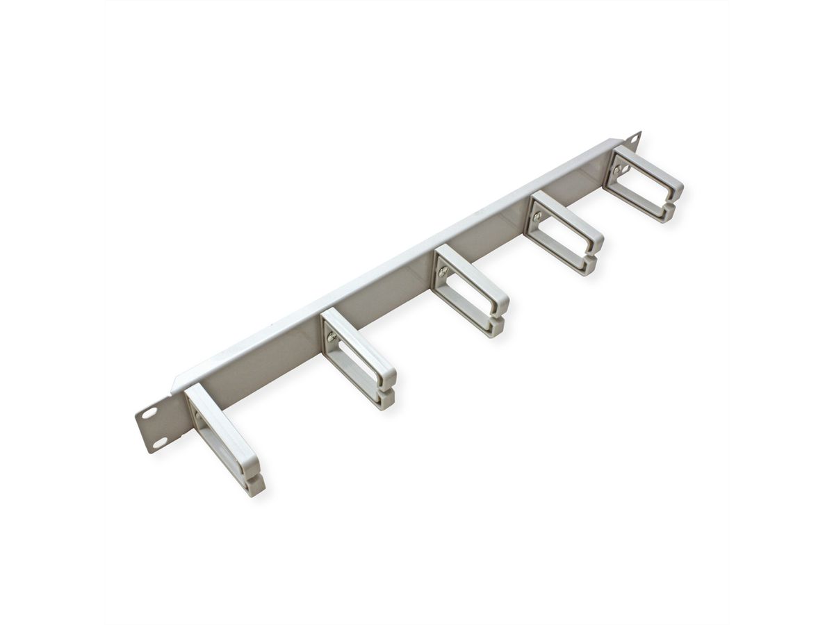 VALUE 19" 1U Cable Management Plate, C-Type, 5 Hooks, grey