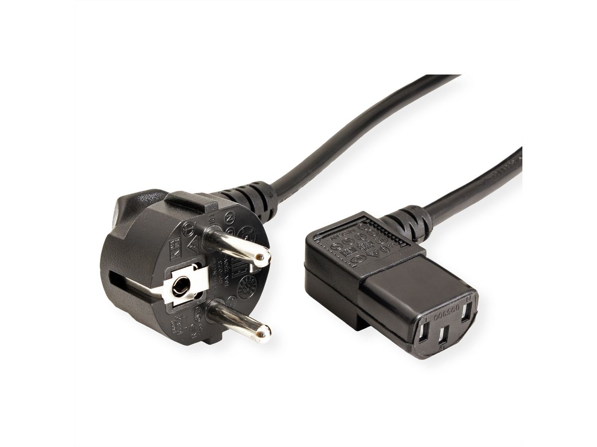 ROLINE Power Cable, angled IEC Connector, black, 1.8 m