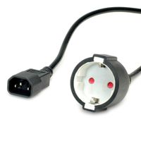 VALUE Power Cable, IEC C14 Plug to German Socket, max 10A (2300W), for UPS only, black, 0.3 m