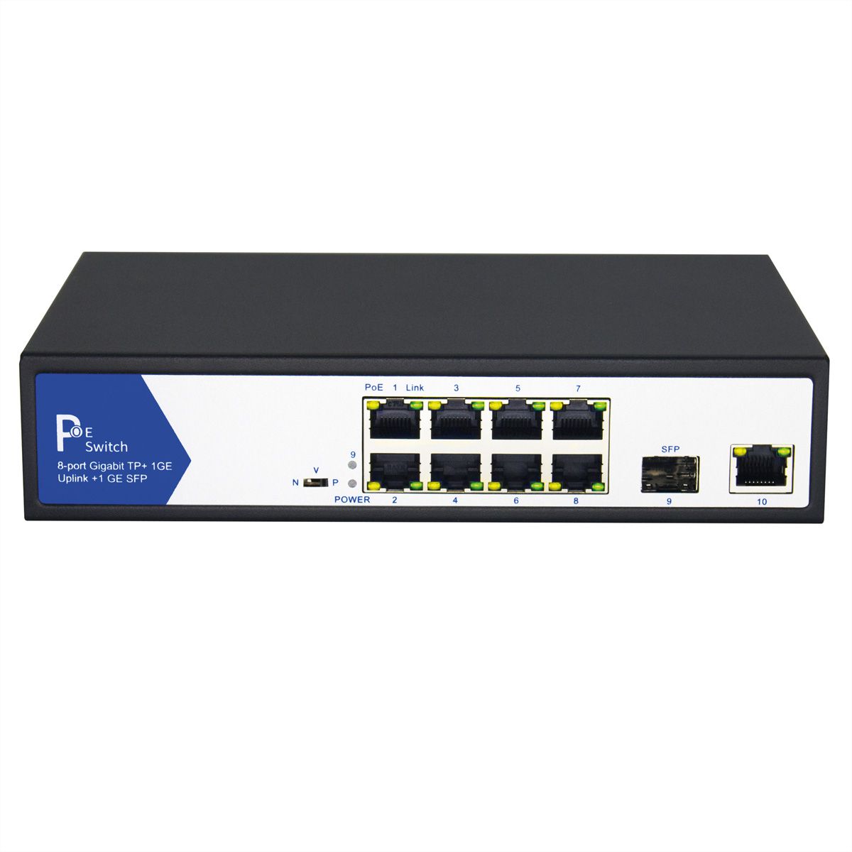 VALUE PoE+ Switch, Gigabit Ethernet, 8+2 Uplink Ports (1x GbE, 1x SFP)
