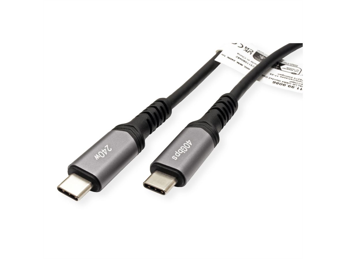 VALUE Cable USB4 Gen3x2, with Emark, C–C, M/M, 240W, black, 1 m