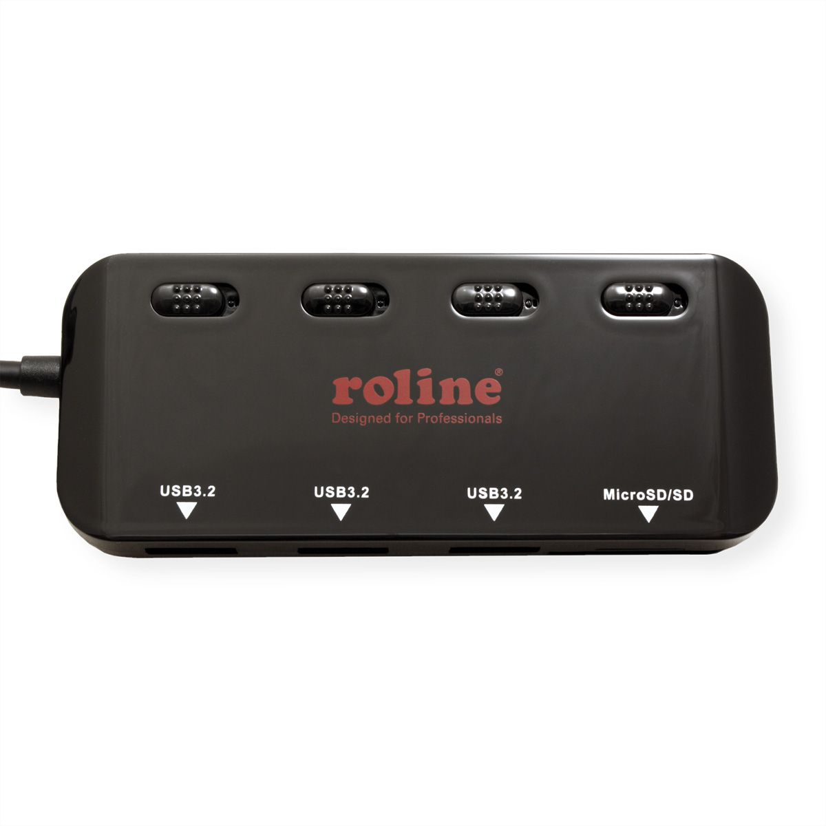 ROLINE USB 3.2 Gen 1 Hub, 3 Ports, Type C connection cable, with Card Reader, switchable
