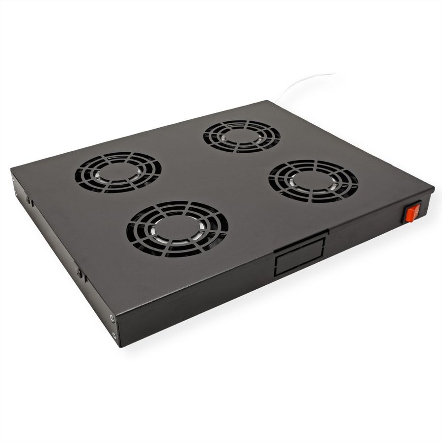 ROLINE 19-inch fan unit 4 fans, Thermostat black
