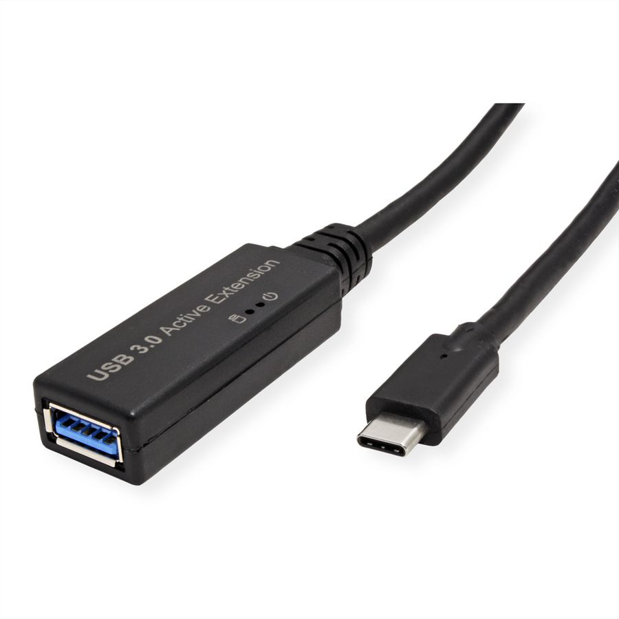 ROLINE USB 3.2 Gen 1 Active Repeater Cable, black, 5 m