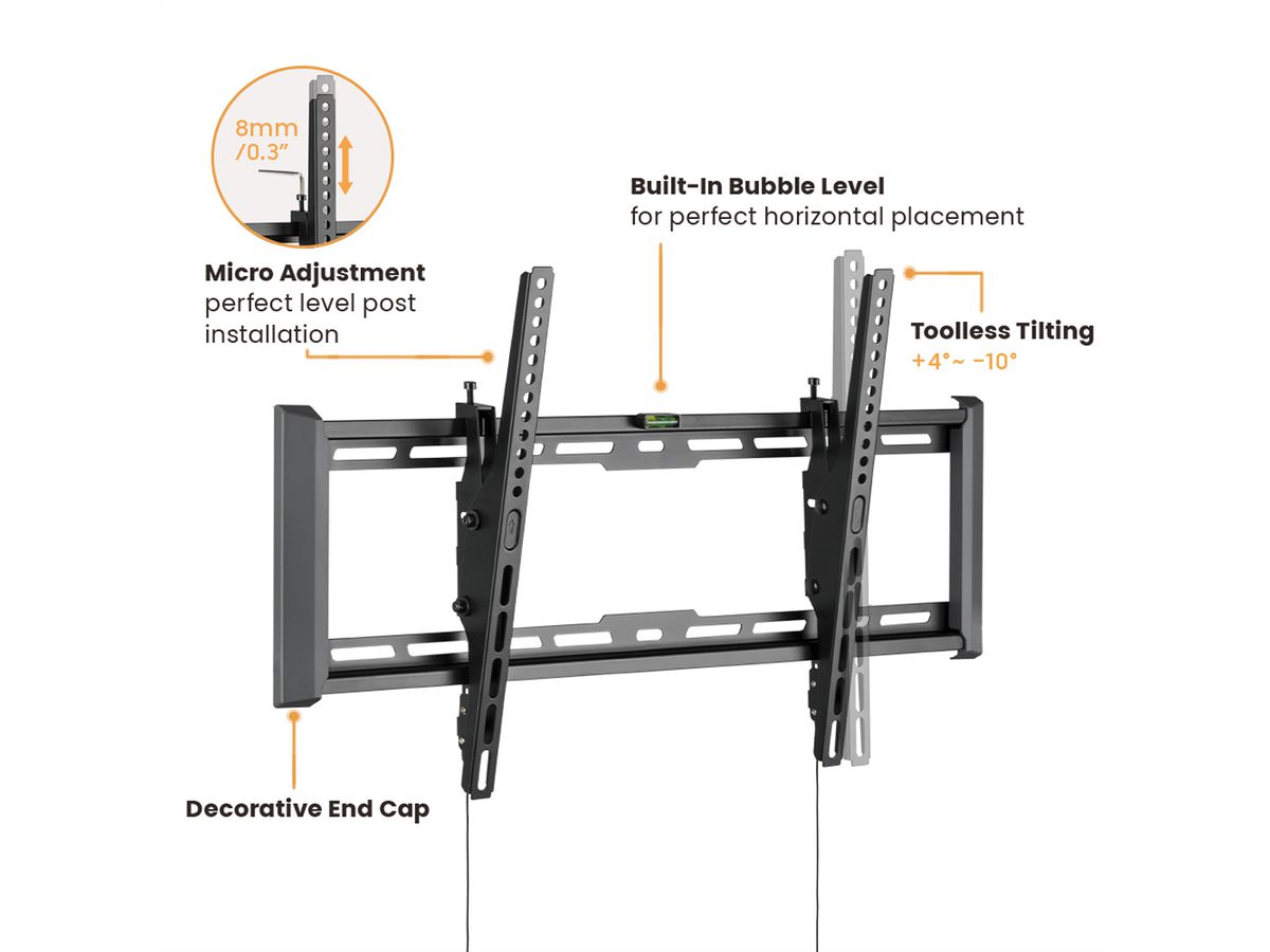 VALUE TV Wall Mount, 47mm Wall Distance, < 75kg, VESA 600x400, tiltable