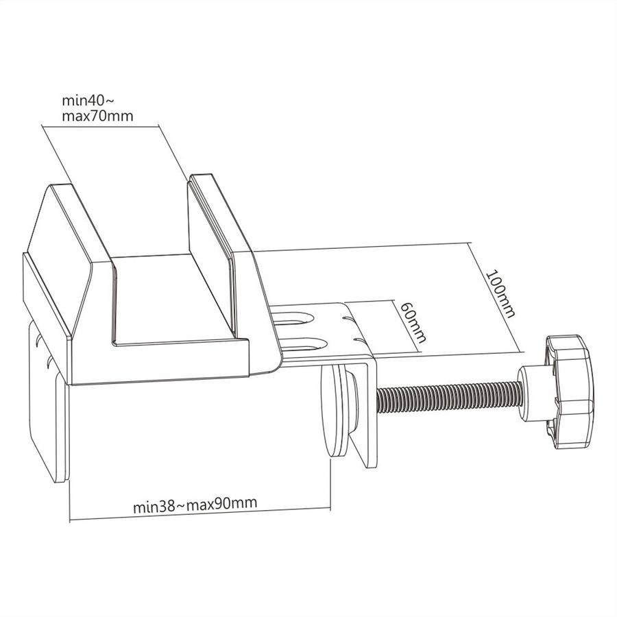 VALUE Clamp-On Power Strip Holder, Desk Leg Mount, white
