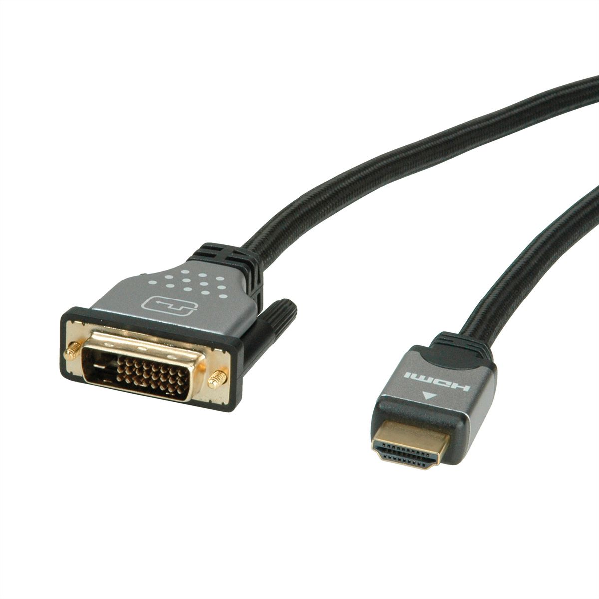 ROLINE Monitor Cable, DVI (24+1) - HDMI, M/M, black / silver, 1.5 m