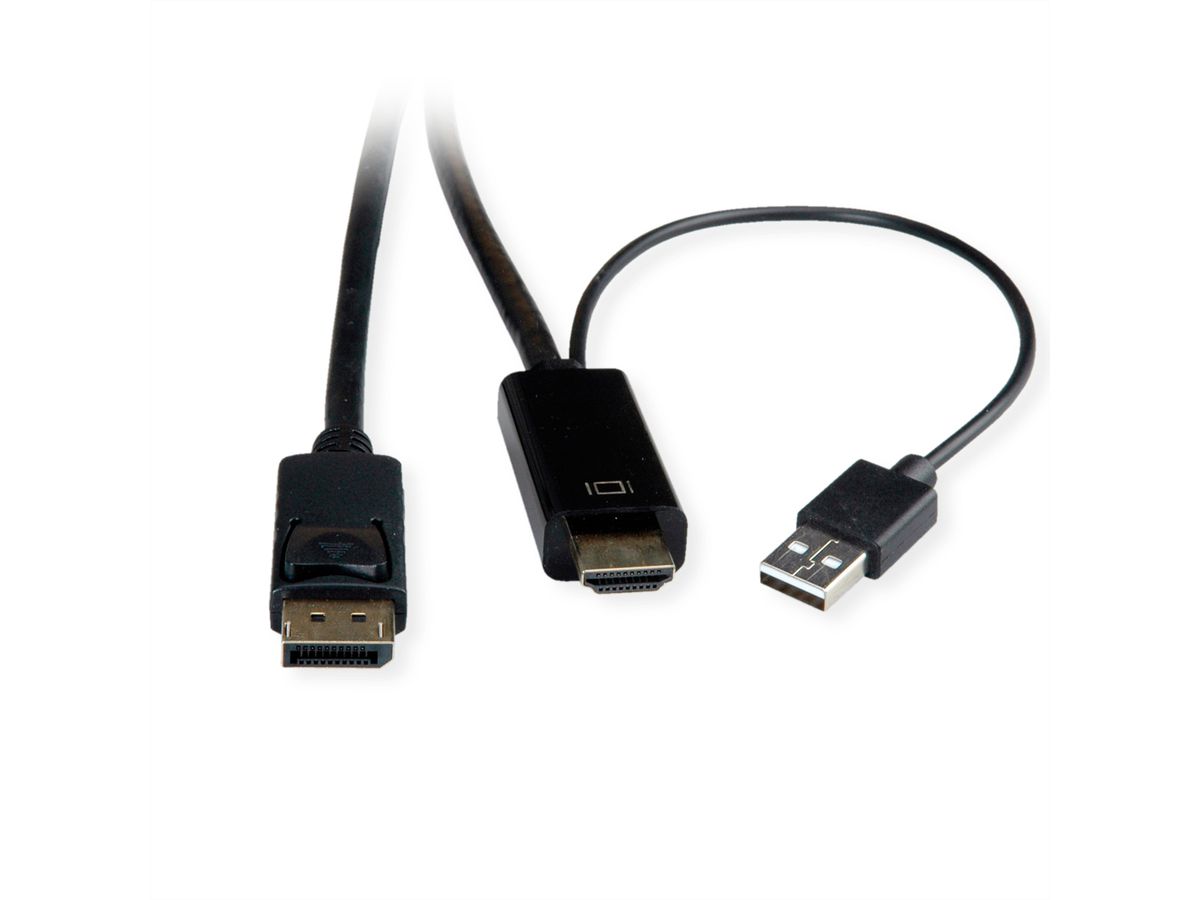 ROLINE Cable, UHDTV - DisplayPort, M/M, black, 1 m