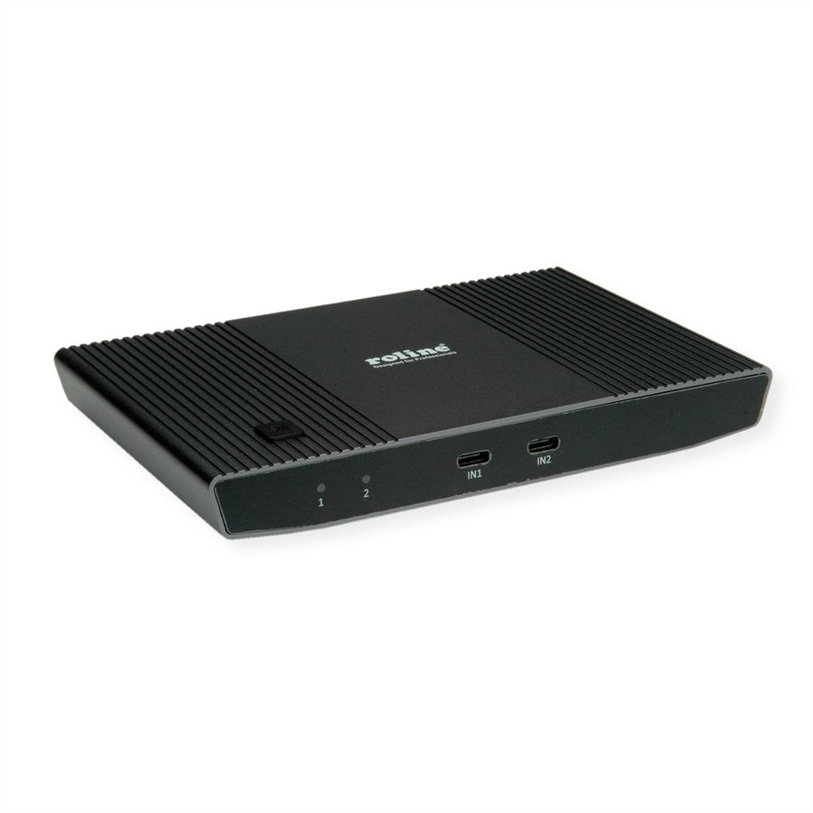 ROLINE KVM Switch, with USB Hub, HDMI 4K@60Hz, 2x USB A + 1x USB C