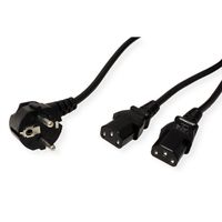 VALUE Y-Power Cable, 2x straight IEC Connector, black, 2 m