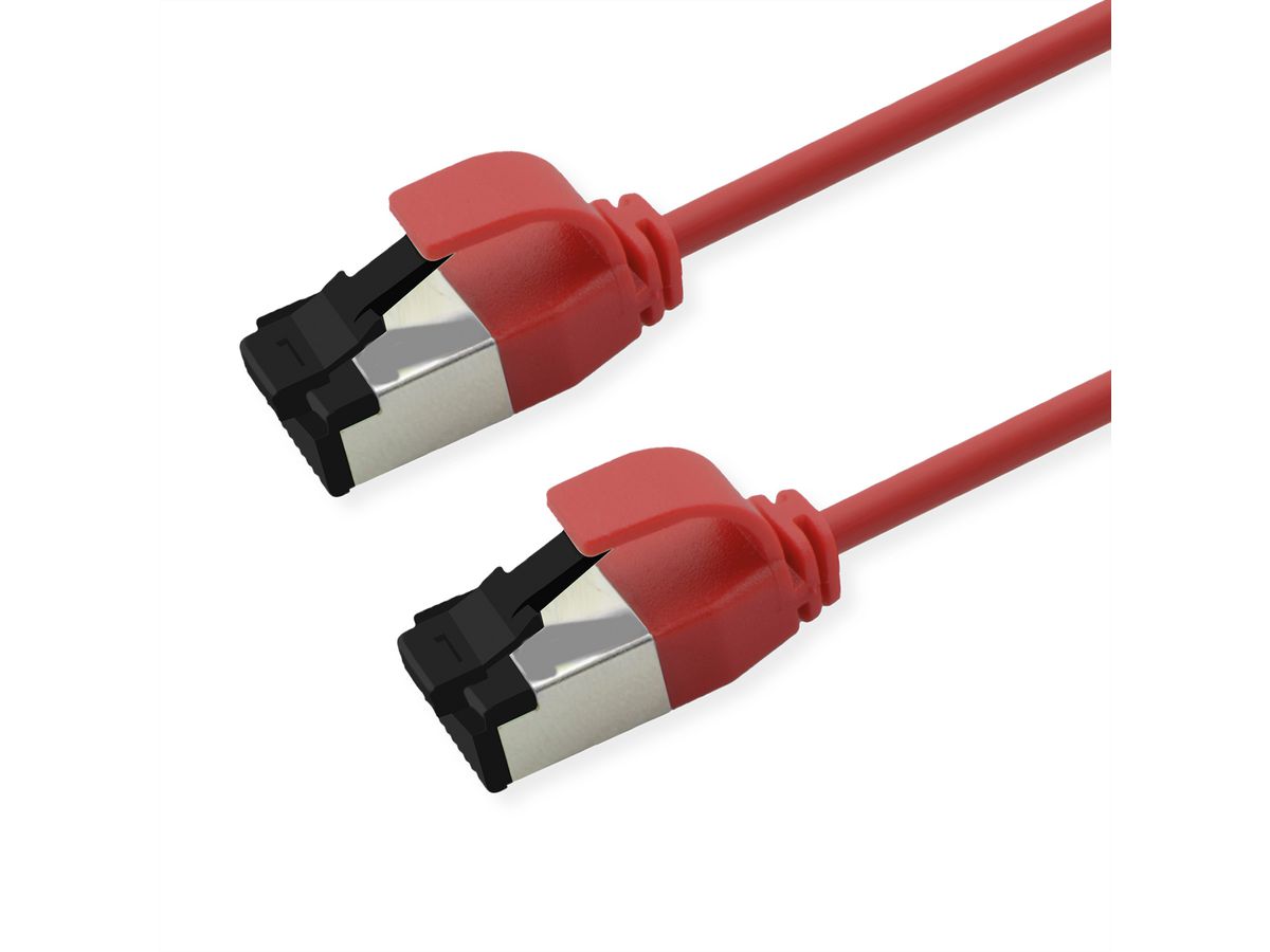 ROLINE S/FTP Patch Cord Cat. 8.1 (Class I), LSOH, Slim, PoE, red, 0.3 m
