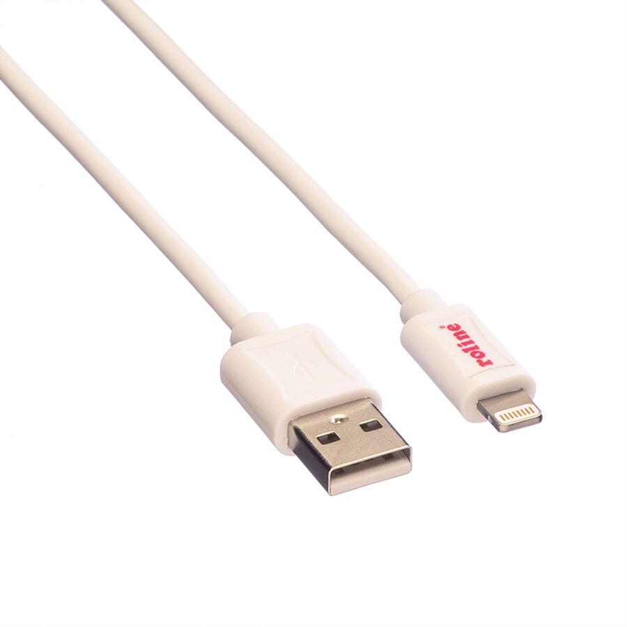 ROLINE 8pin to USB Cable for iPhone, iPod, iPad, white, 0.15 m