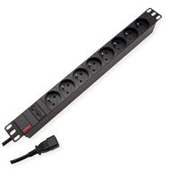 ROLINE 19" PDU for Cabinets 8x 2300W, UTE Version, IEC320 C14 M, black, 2 m