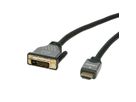 ROLINE Monitor Cable, DVI (24+1) - HDMI, M/M, black /silver, 5 m