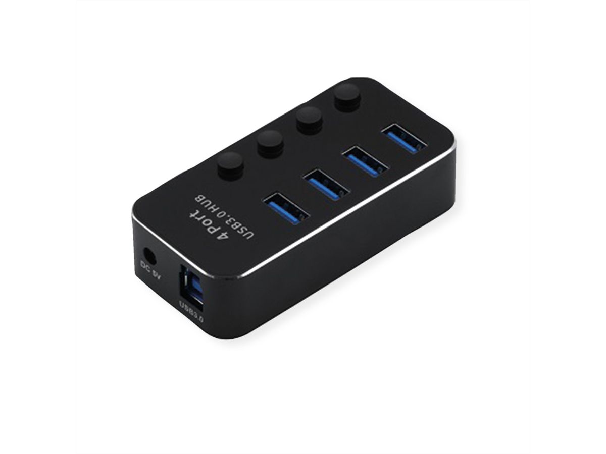 ROLINE USB 3.2 Gen 1 Hub, 4 Ports, switchable, black