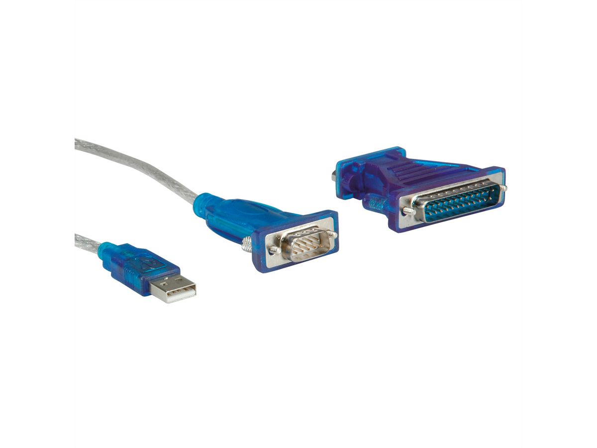 VALUE Converter Cable USB to Serial, turquoise, 1.8 m