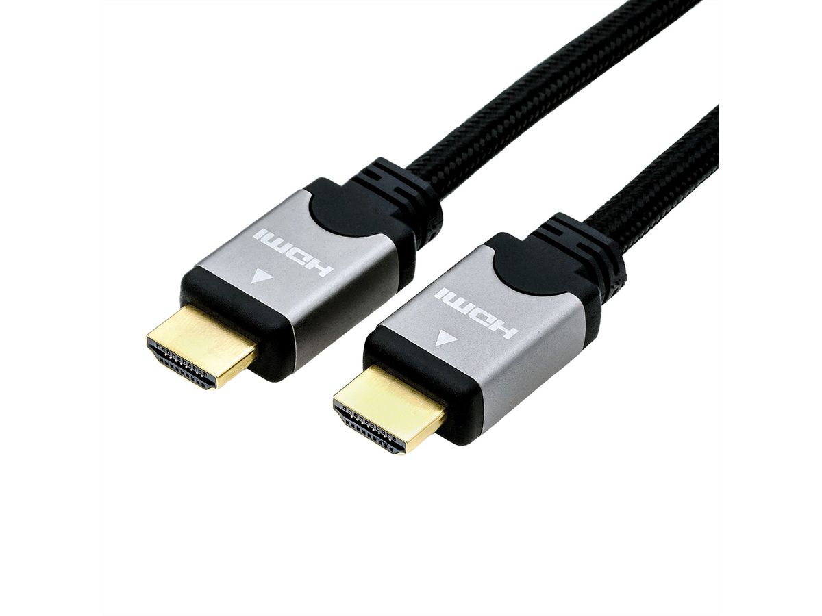 ROLINE HDMI High Speed Cable + Ethernet, M/M, black /silver, 10 m