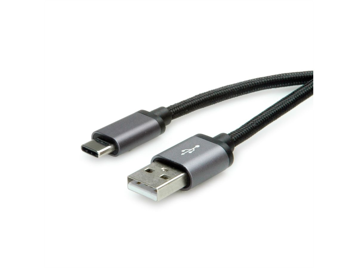 ROLINE USB 2.0 Cable, C - A, M/M, black, 0.8 m