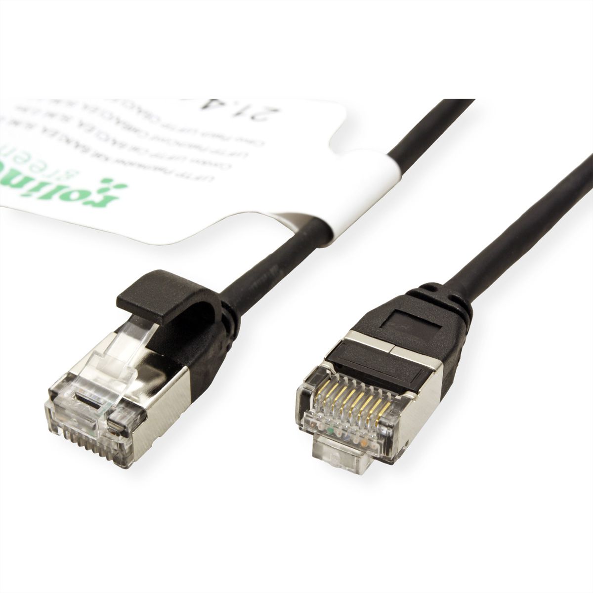 ROLINE GREEN U/FTP DataCenter Patch Cord Cat.6A (Class EA), LSOH, slim, black, 1 m