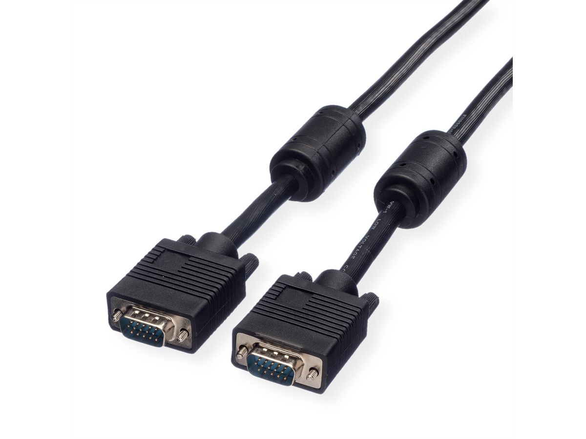 ROLINE HQ VGA Cable + Ferrite + DDC, HD15, M/M, 6 m