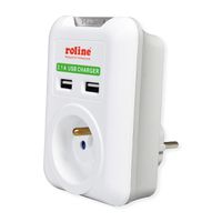 ROLINE Power Wall Outlet, 2x USB Charger, UTE version