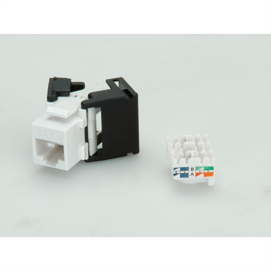 VALUE Keystone Jack, Cat.6 (Class E), RJ-45, UTP, 180°, tool-free, white