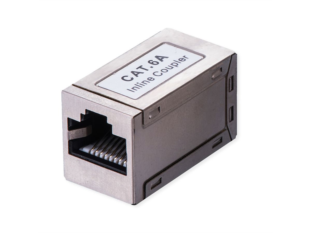 VALUE RJ-45 Mini Inline Coupler, Cat.6A (Class EA), shielded, silver