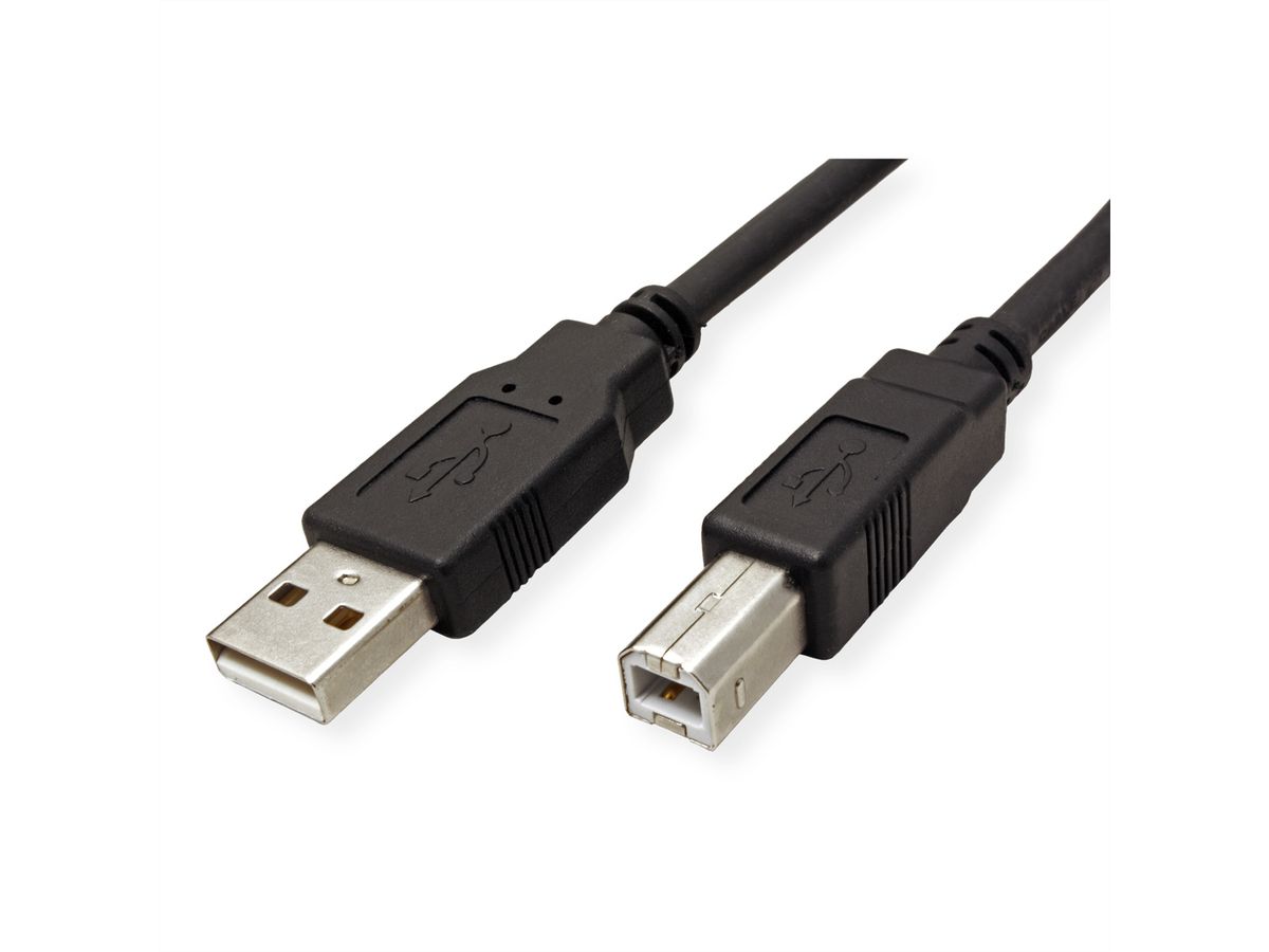 ROLINE GREEN USB 2.0 Cable, A - B, M/M, black, 0.8 m
