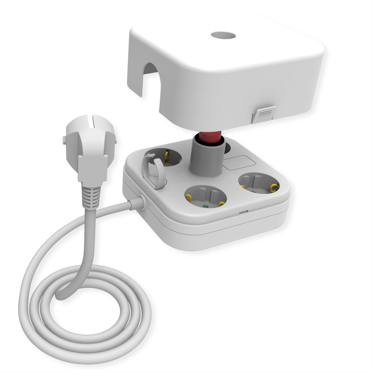VALUE Power Strip, 4-way, with Switch and removable protective cover, white, 1.5 m